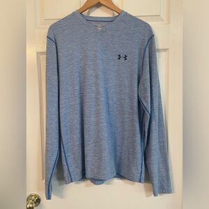 UNDER ARMOUR COLDGEAR MEN'S BLUE HEATHER V-NECK SIZE L "FITTED" OUTDOOR